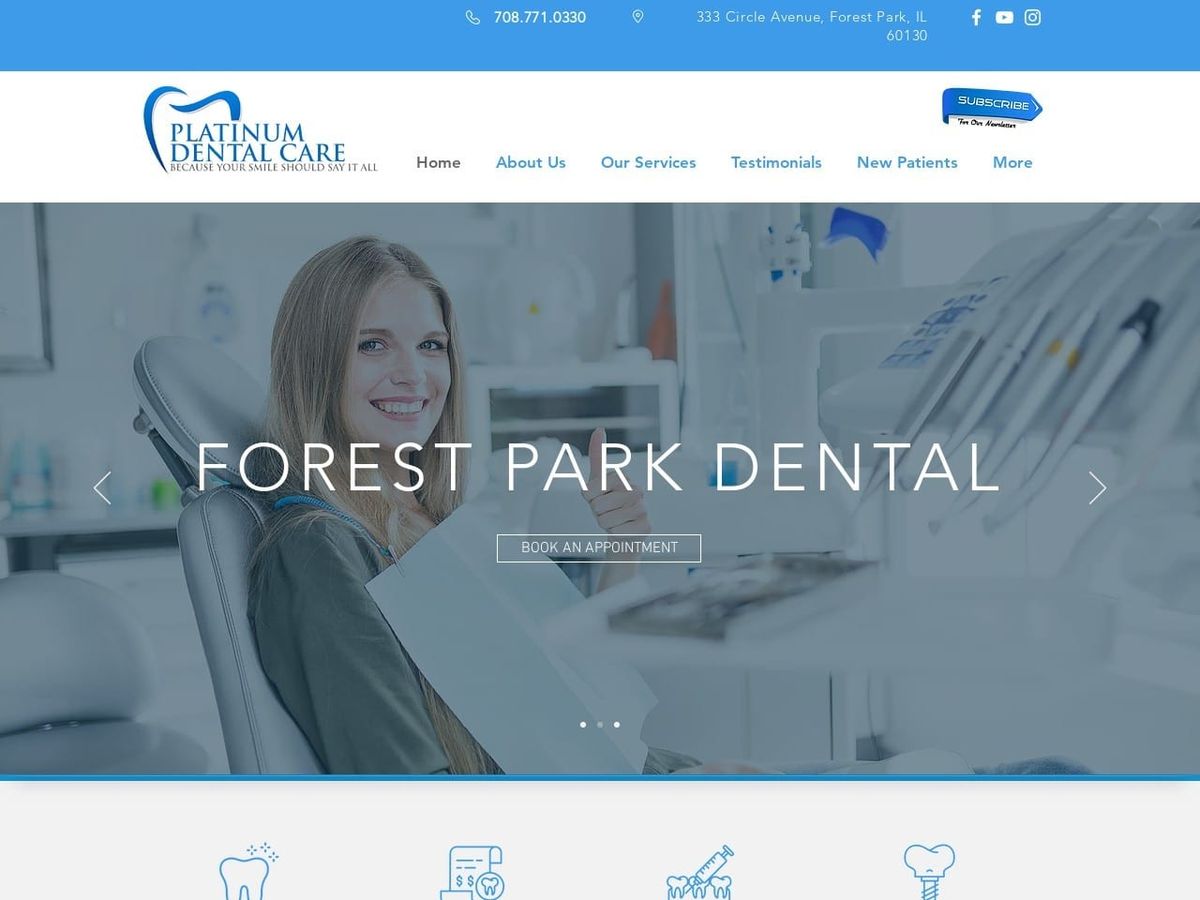 Platinum Dental Care Website Screenshot from platinumdentalsmiles.com