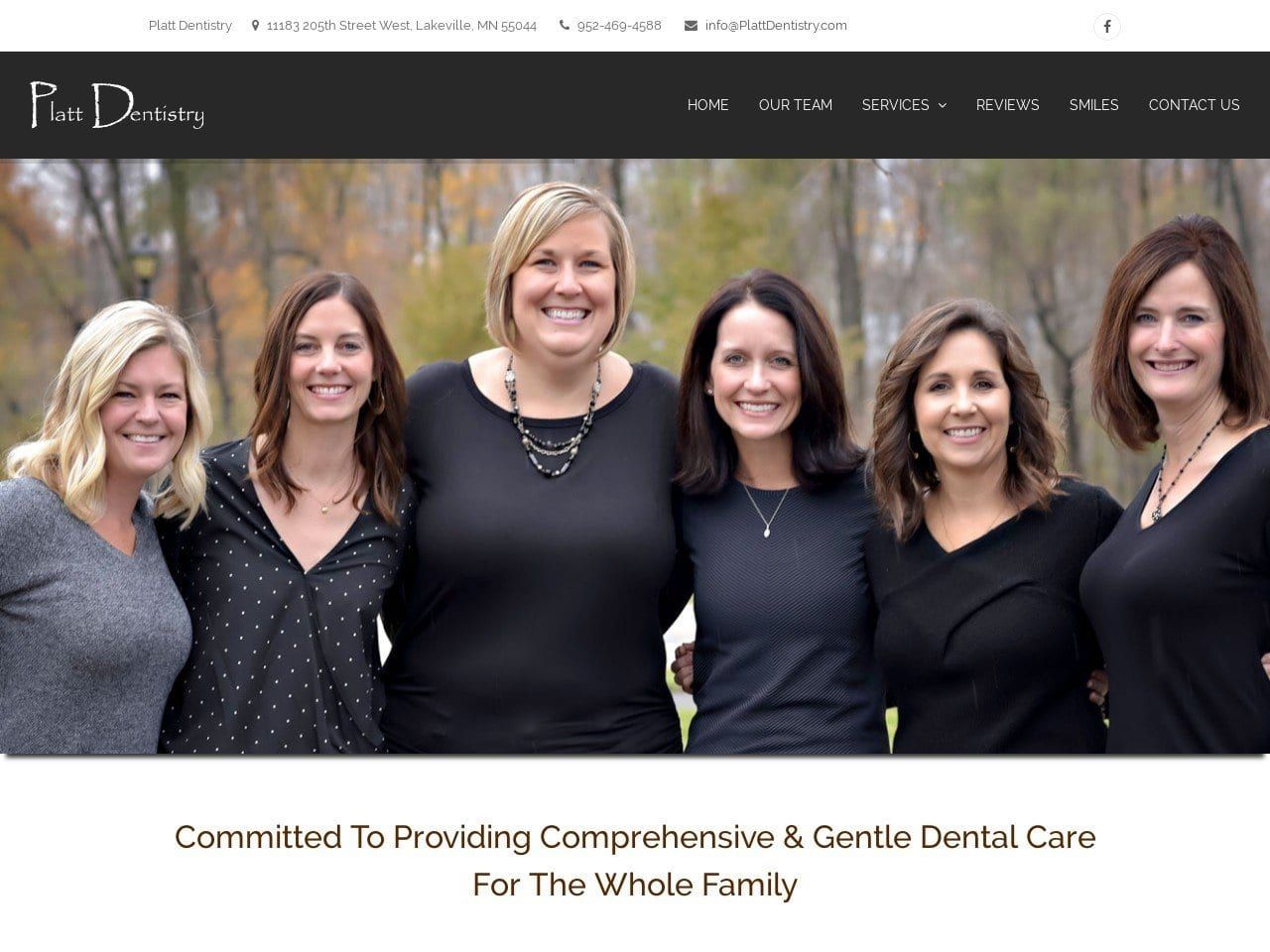 Platt Dentist Website Screenshot from plattdentistry.com