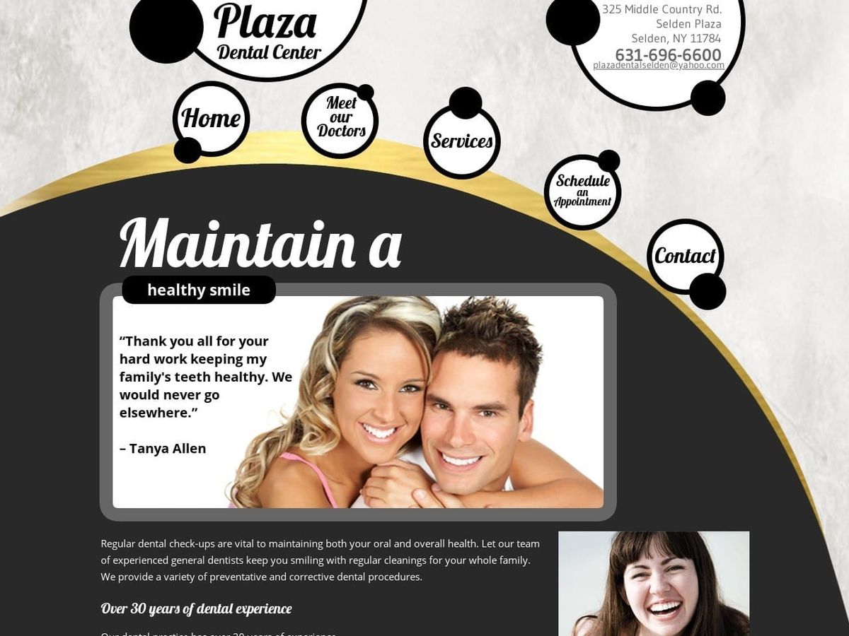 Plaza Dental Center Kushner Philip DDS Website Screenshot from plazadentalctr.com