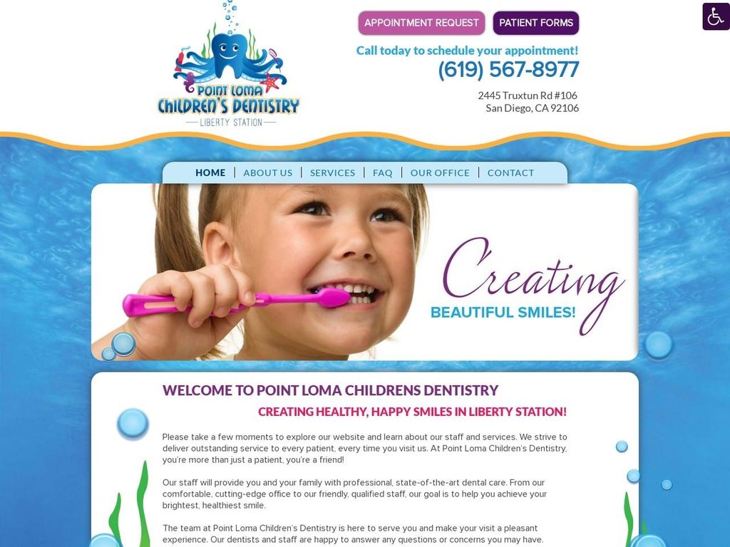 Point Loma Childrens Dentistry Website Screenshot from plchildrensdentistry.com