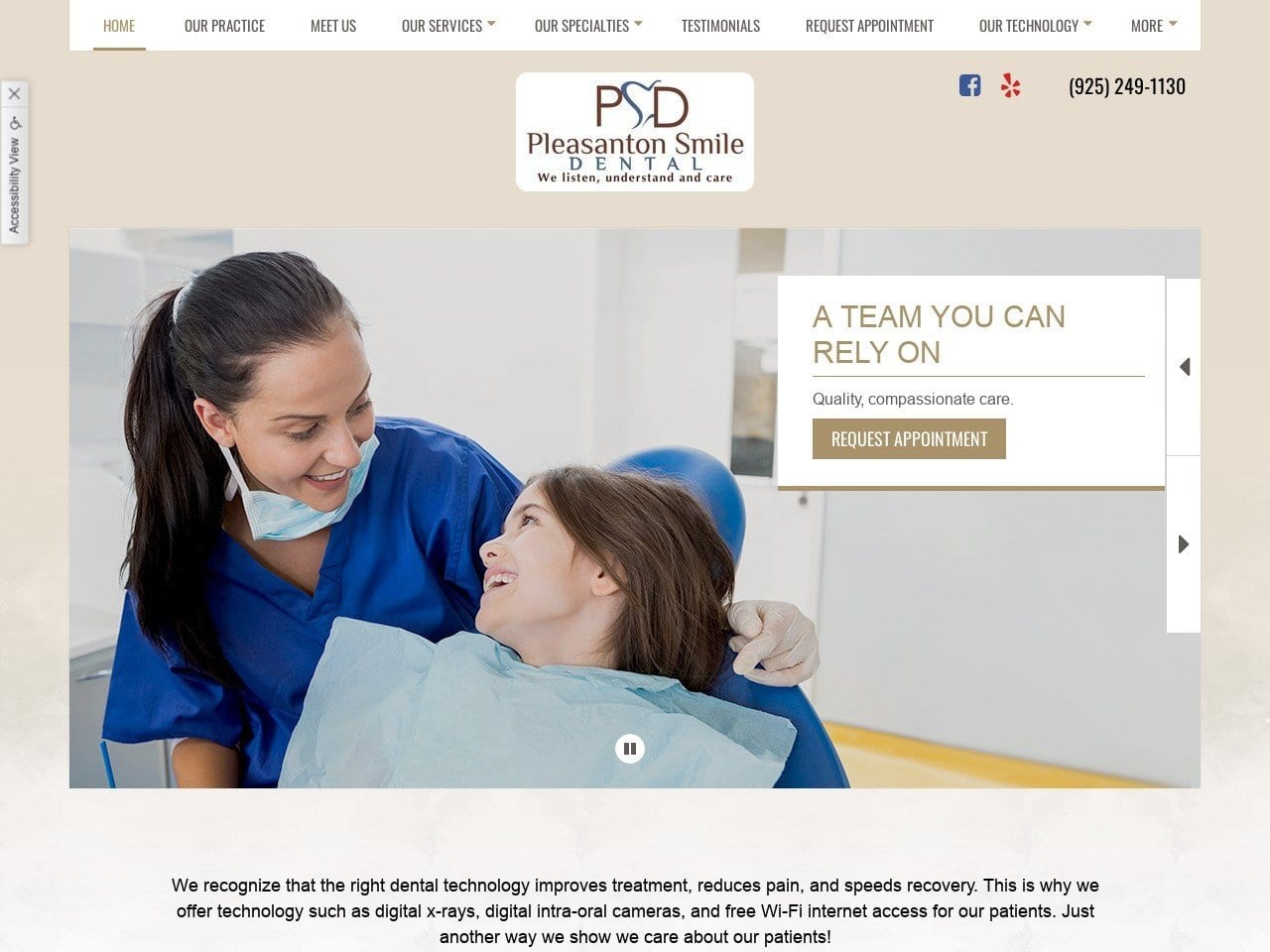 Pleasanton Smile Dental Website Screenshot from pleasantonsmiledental.com