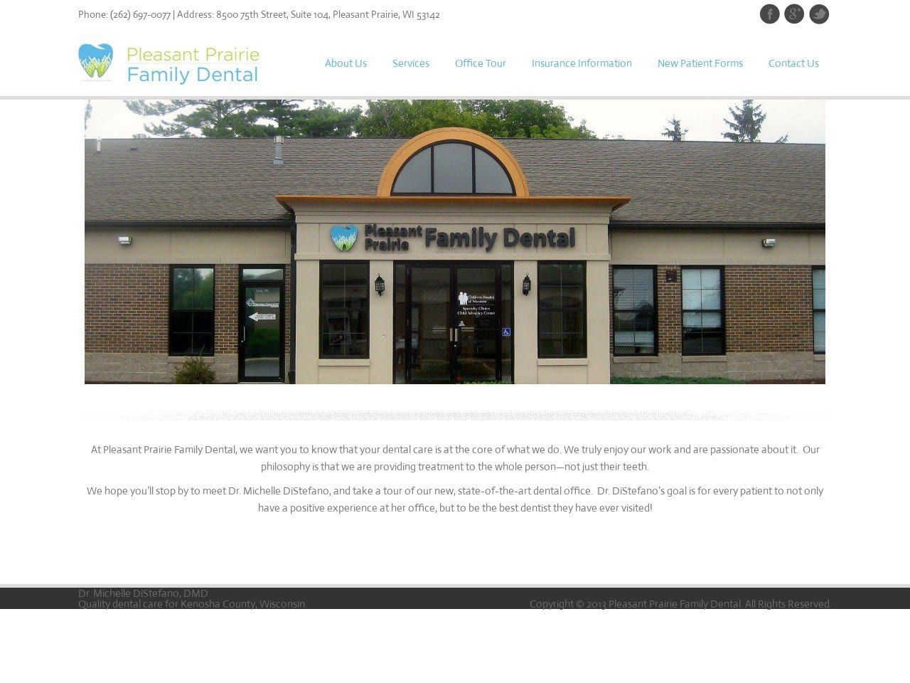 Pleasant Prairie Family Dental Website Screenshot from pleasantprairiefamilydental.com