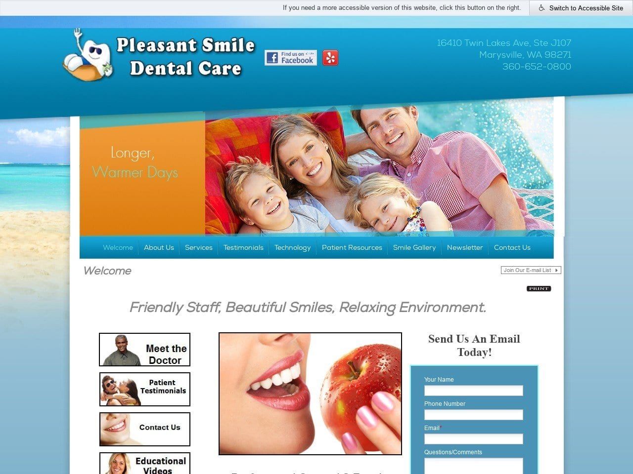 Pleasant Smile Dental Care Website Screenshot from pleasantsmiledentalcare.com