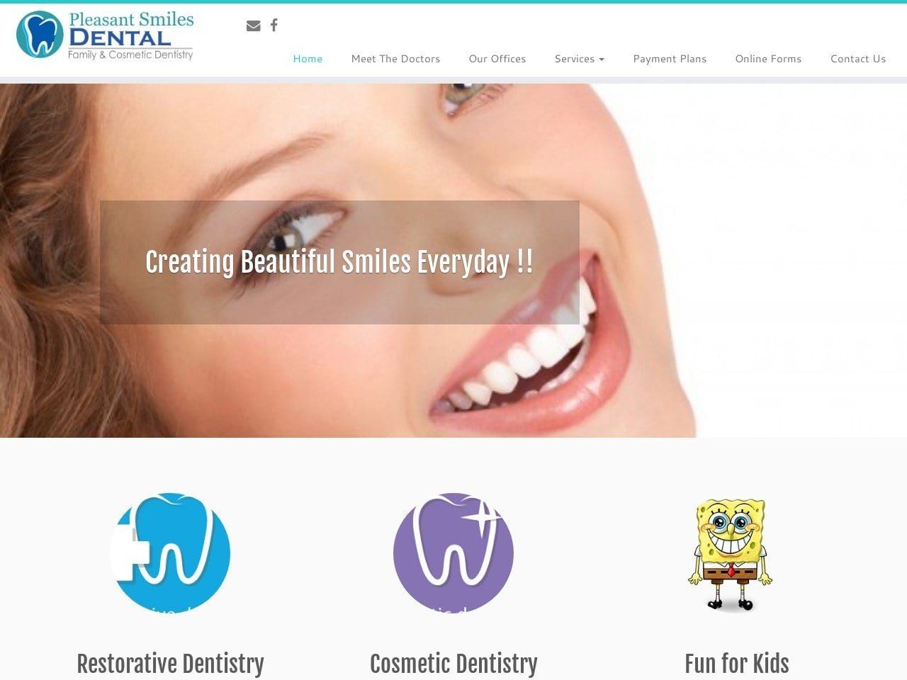 Pleasant Smiles Dental LLC Website Screenshot from pleasantsmilesdental.com