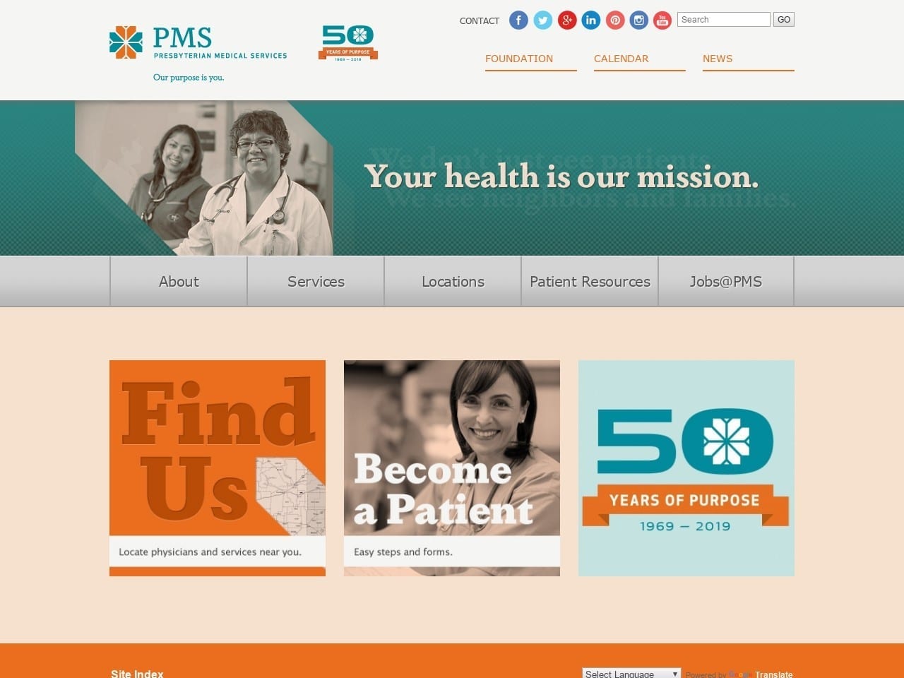 Presbyterian Medical Services Website Screenshot from pmsnm.org