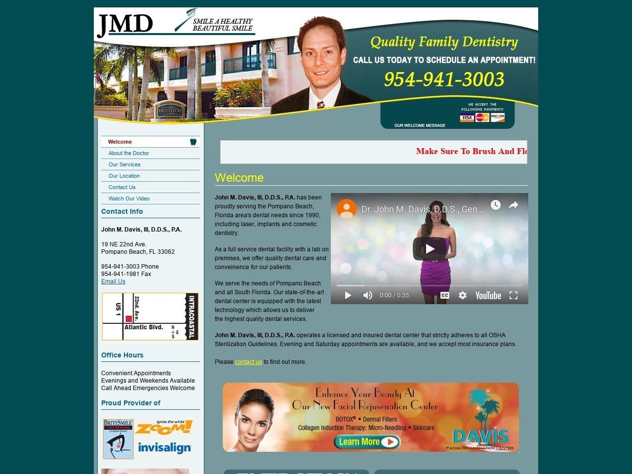 John M Davis III DDS Website Screenshot from pompanodds.com