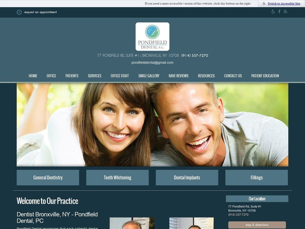 Pondfield Family Dental Website Screenshot from pondfielddental.com