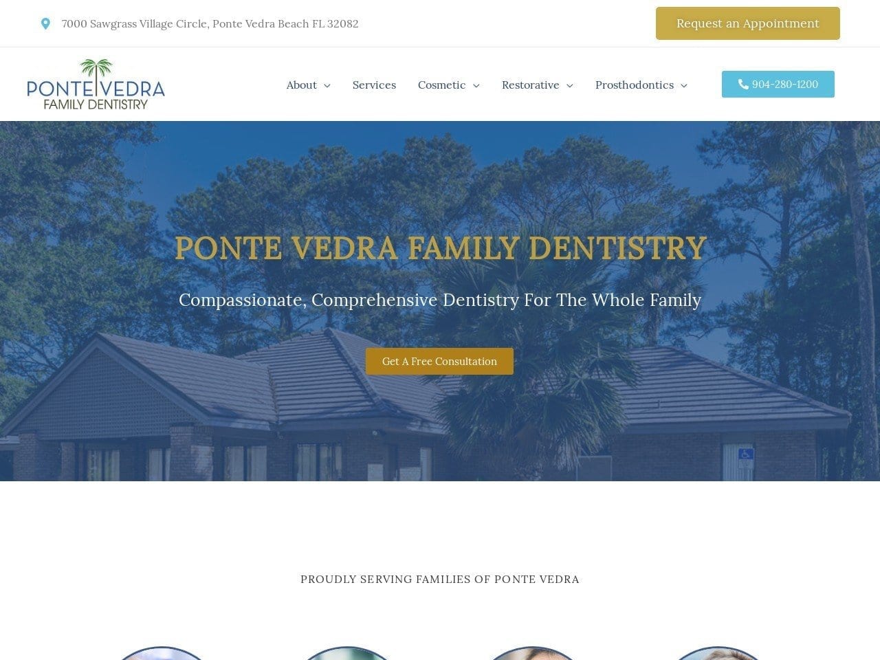 Ponte Vedra Family Dentistry Website Screenshot from pontevedrafamilydentistry.com