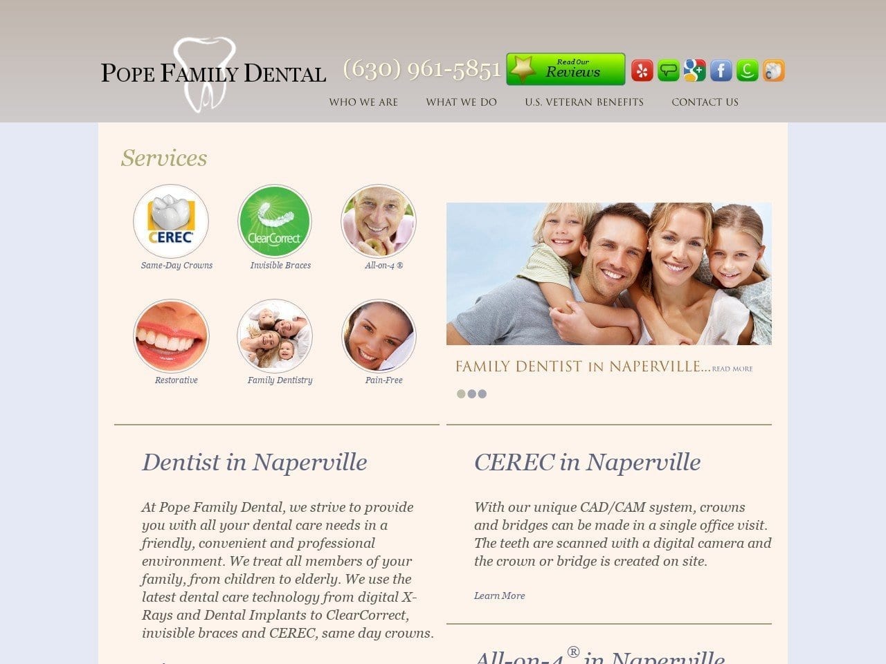 Pope Family Dental Website Screenshot from popefamilydental.com