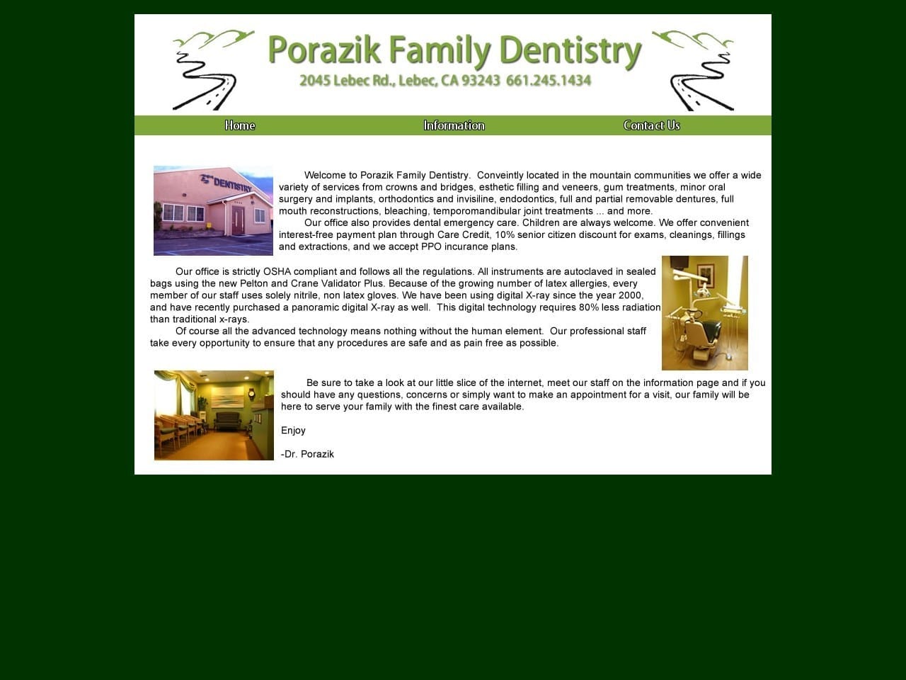 Dr. Peter Porazik DDS Website Screenshot from porazik.com