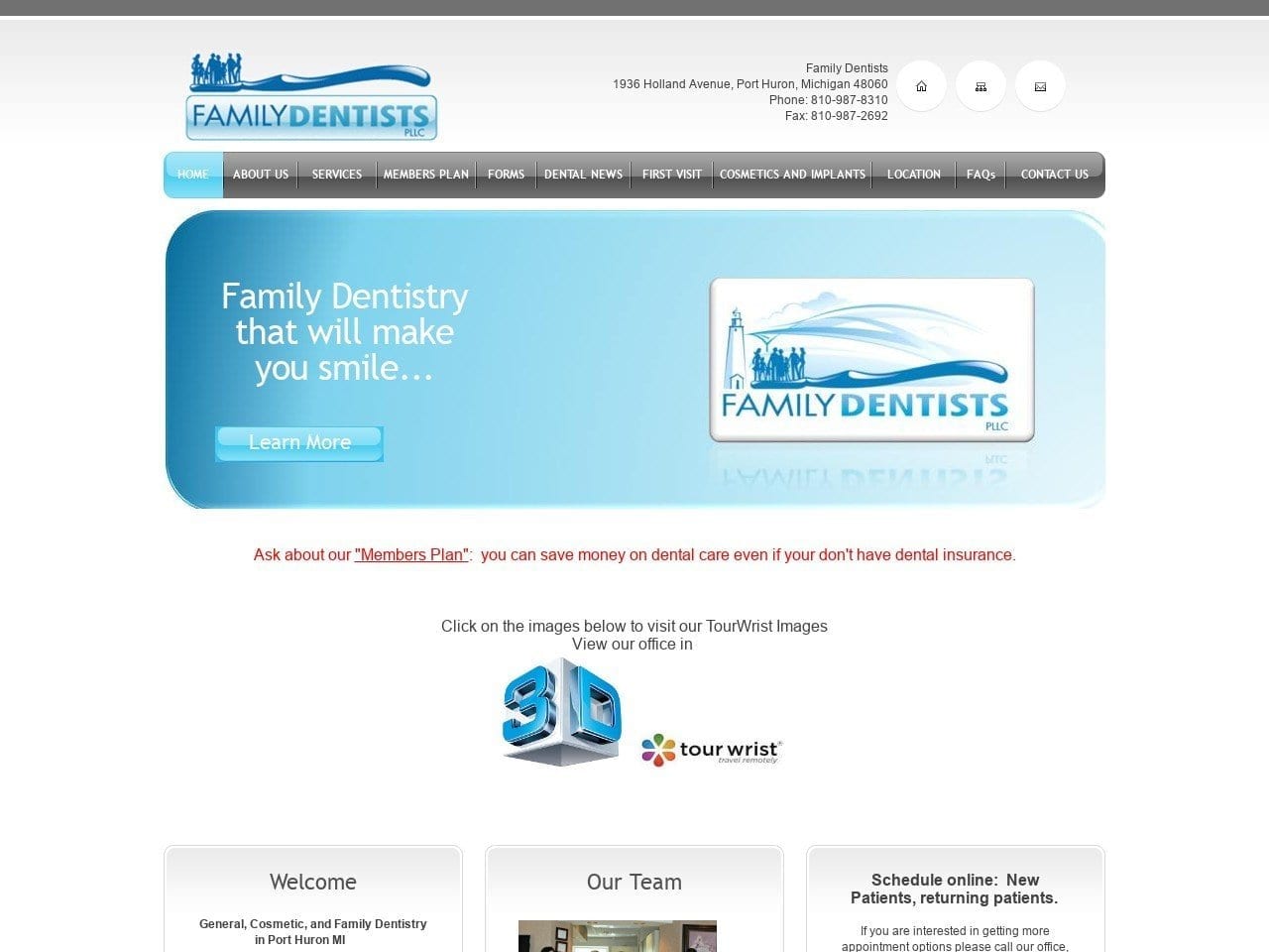 Family Dentist Website Screenshot from porthuronfamilydentists.com