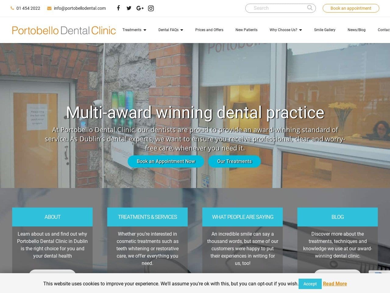 Portobello Dental Website Screenshot from portobellodental.com