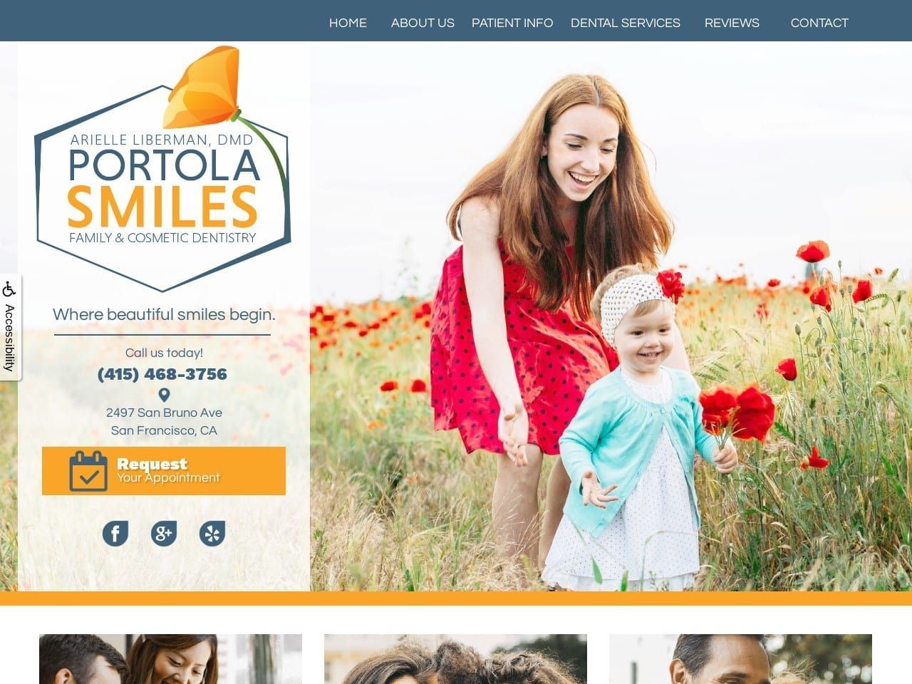 Portola Smiles Website Screenshot from portolasmiles.com