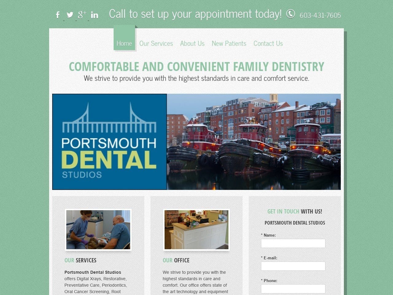 Portsmouth Dental Studios Website Screenshot from portsmouthdentalstudios.com