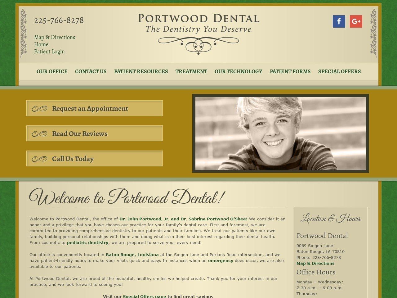 Portwood Dental Website Screenshot from portwooddental.com