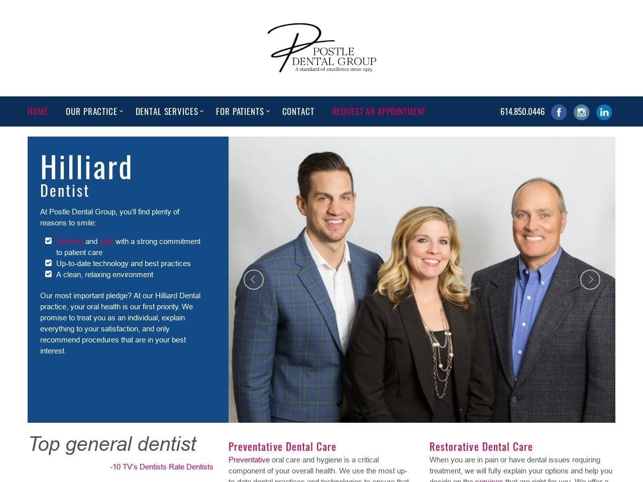 Postle Dental Group Website Screenshot from postledental.com