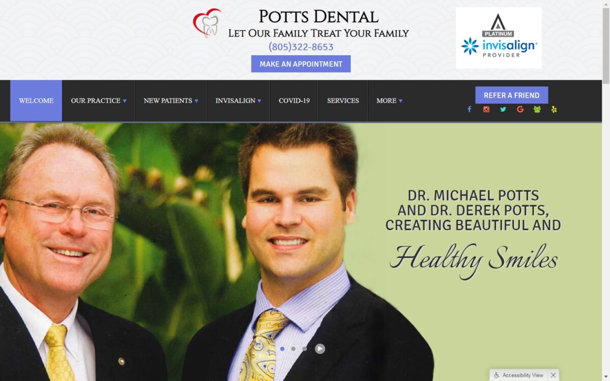 pottsdental.com screenshot