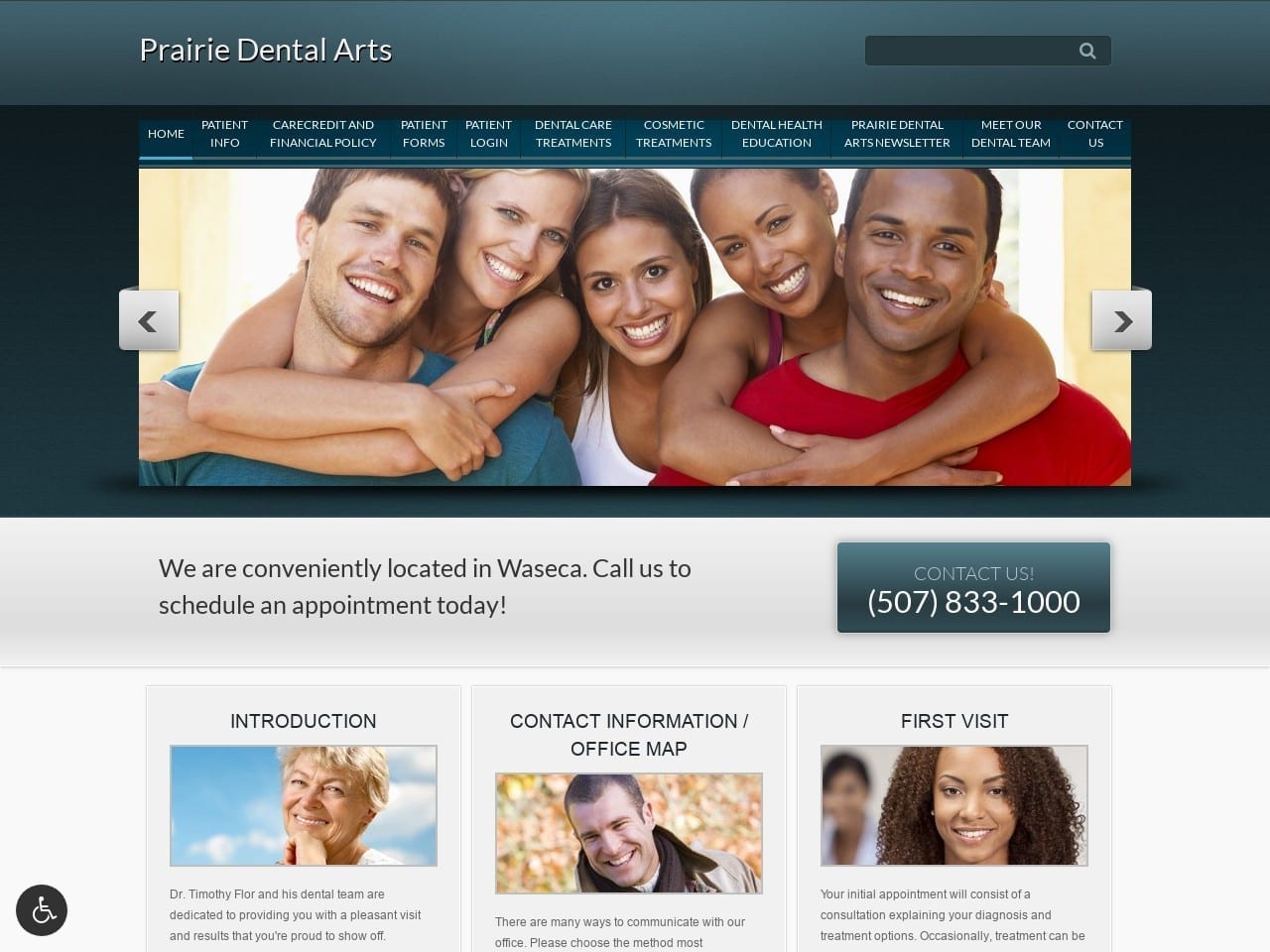 Prairie Dental Arts Website Screenshot from prairiedentalarts.com