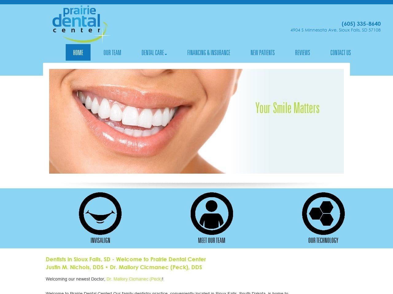 Prairie Dental  Center Website Screenshot from prairiedentalcenter.com