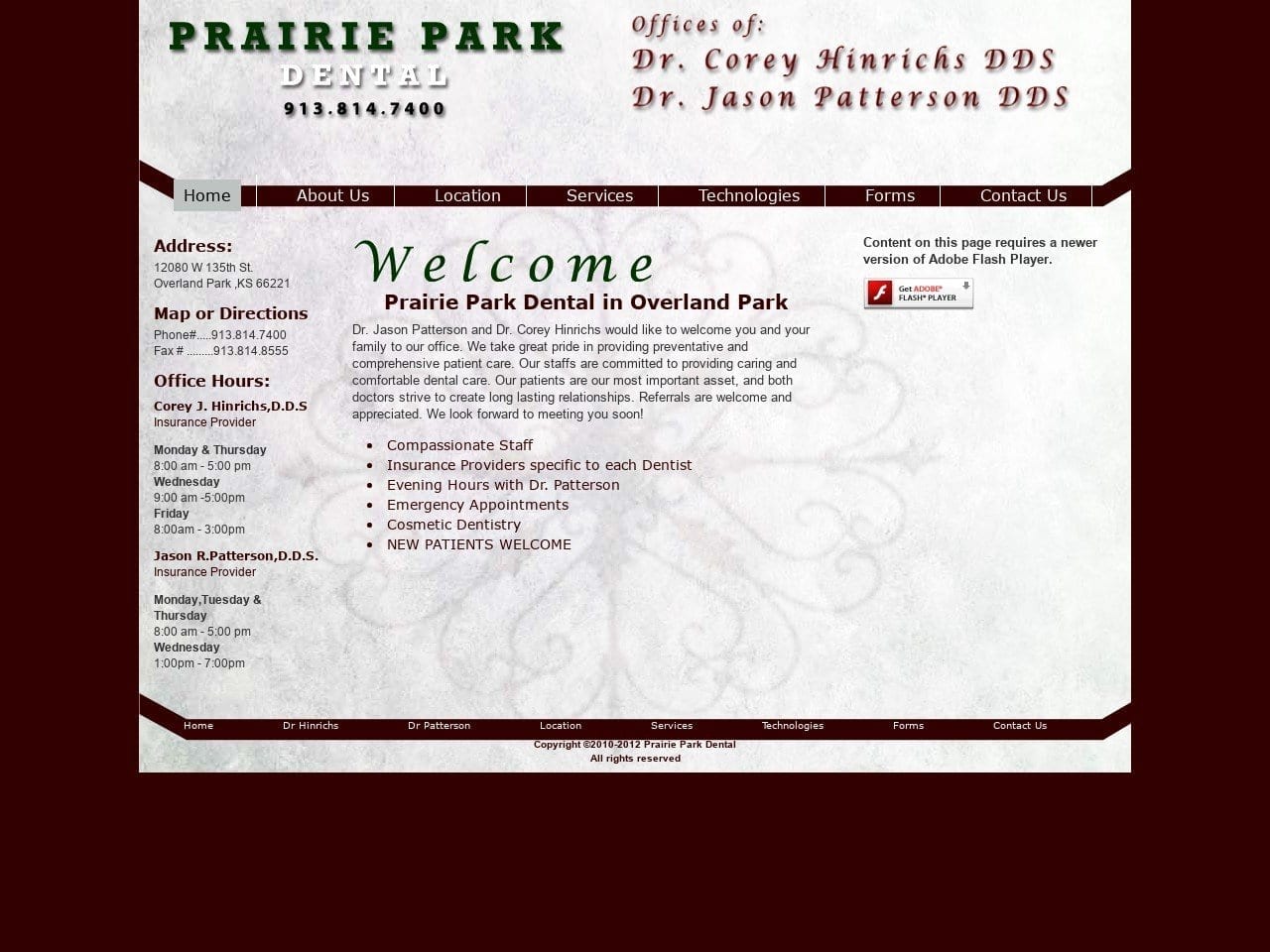 Prairie Park Dental Website Screenshot from prairieparkdental.com