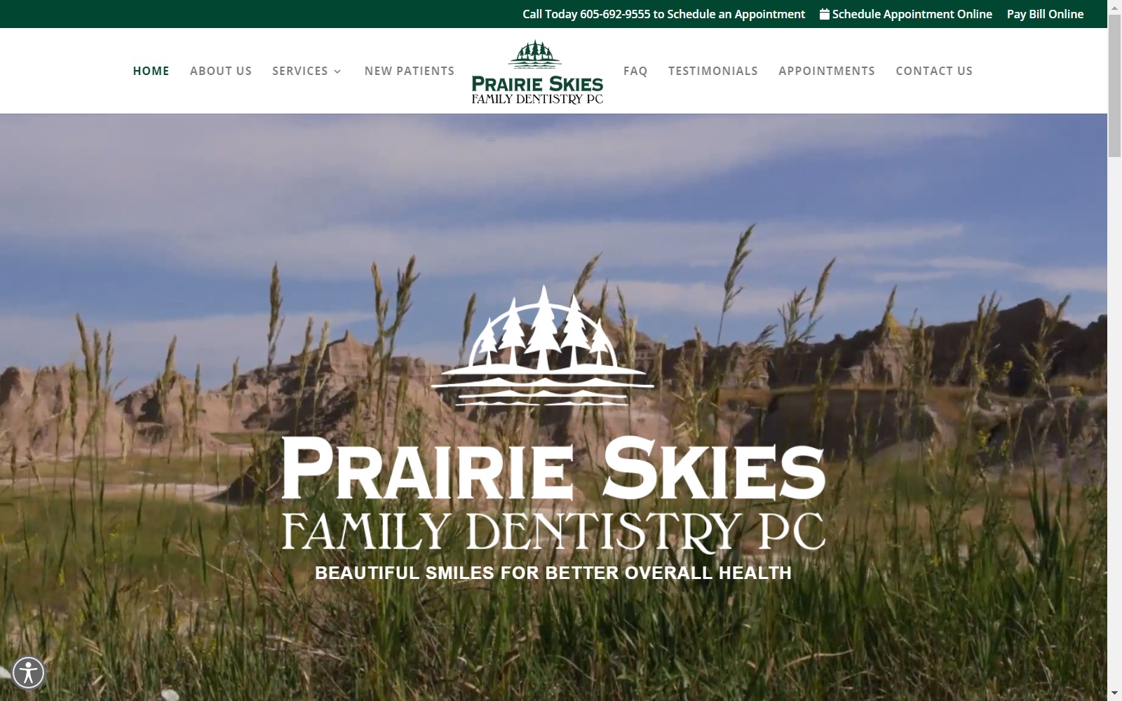 prairieskiesdentistry.com screenshot