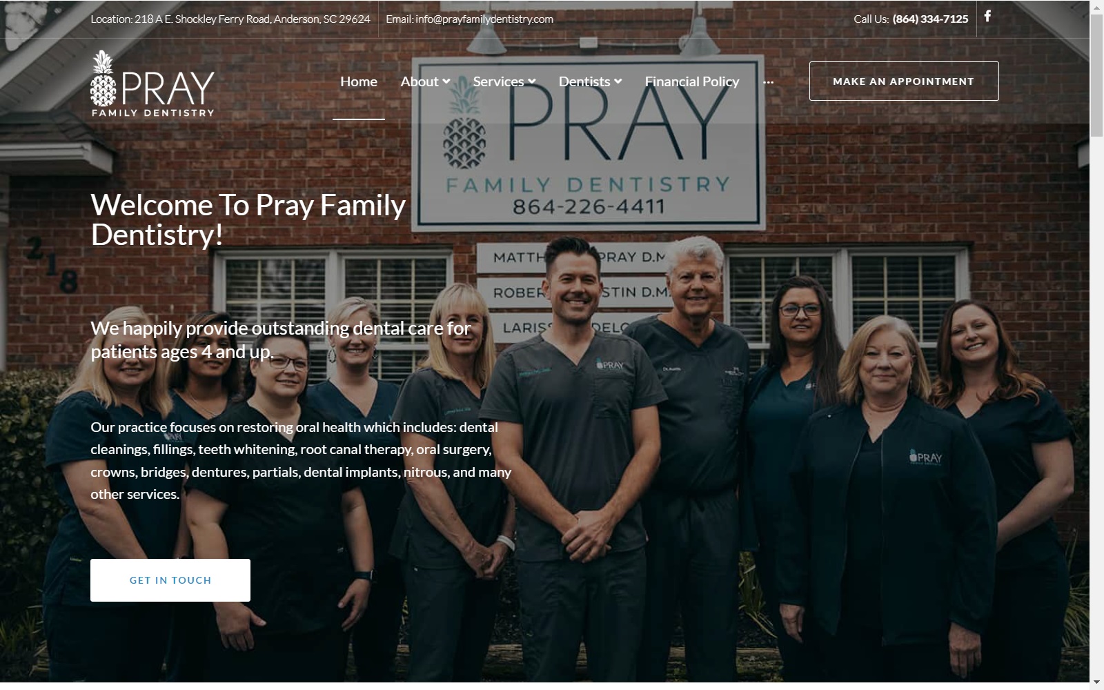 prayfamilydentistry.com screenshot