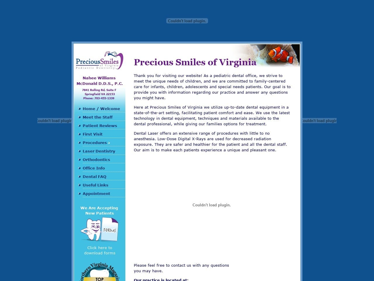 Precious Smiles of Virginia Website Screenshot from precious-smiles.com