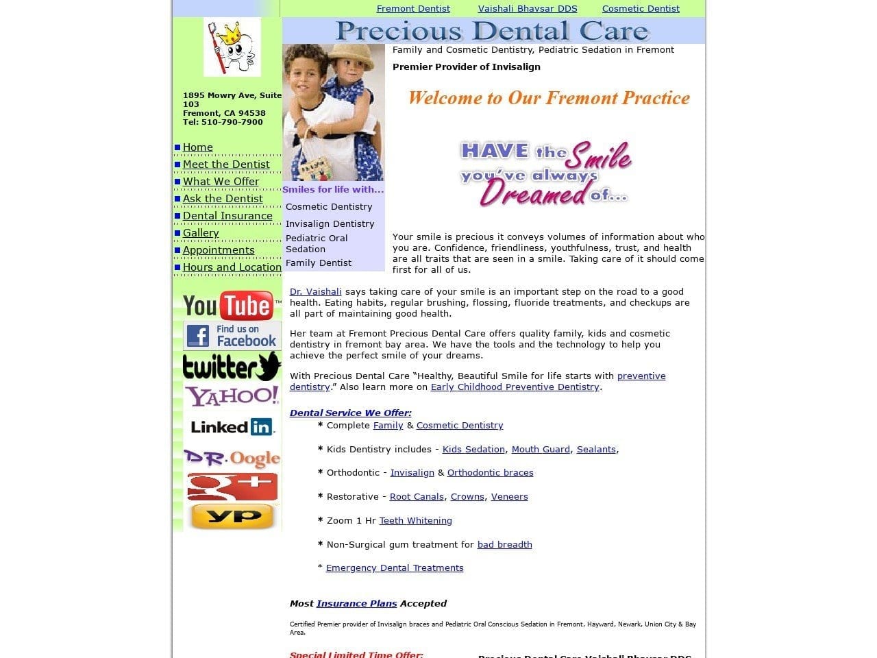 Precious Dental Care Website Screenshot from preciousdental.com