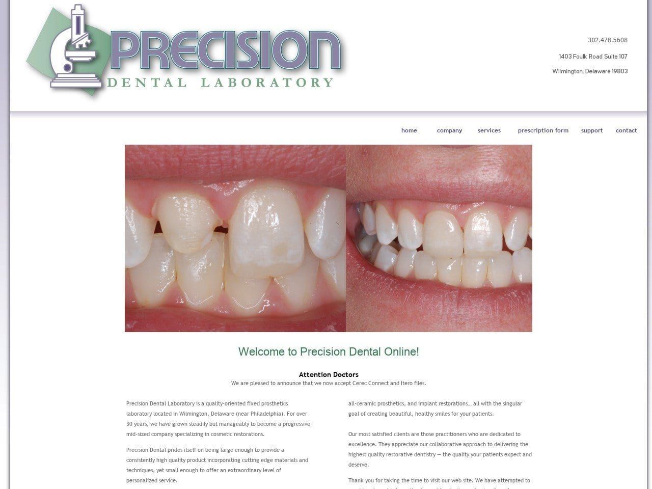Precision Website Screenshot from precision-dental.com