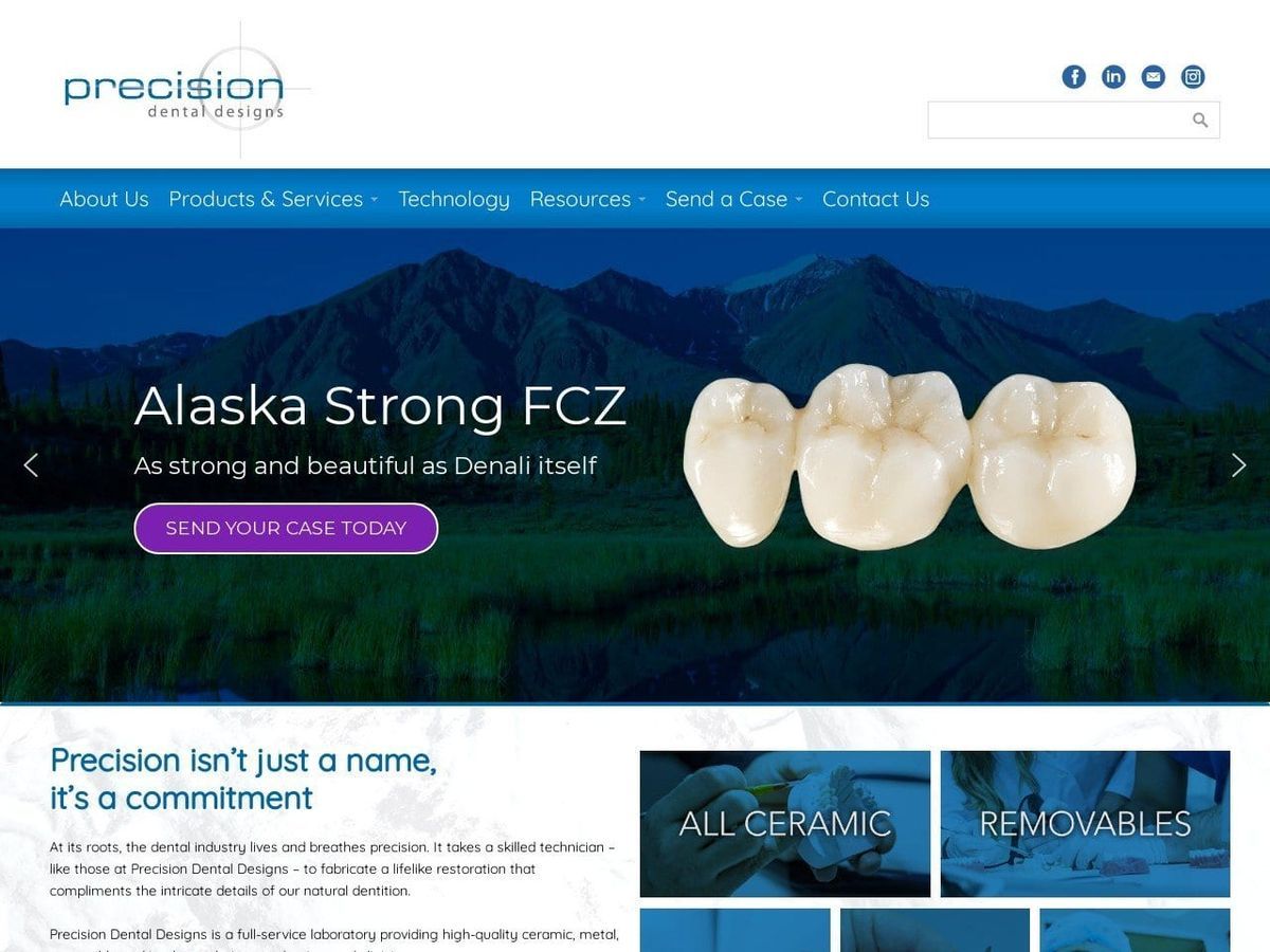 Precision Dental Designs Website Screenshot from precisiondentalak.com