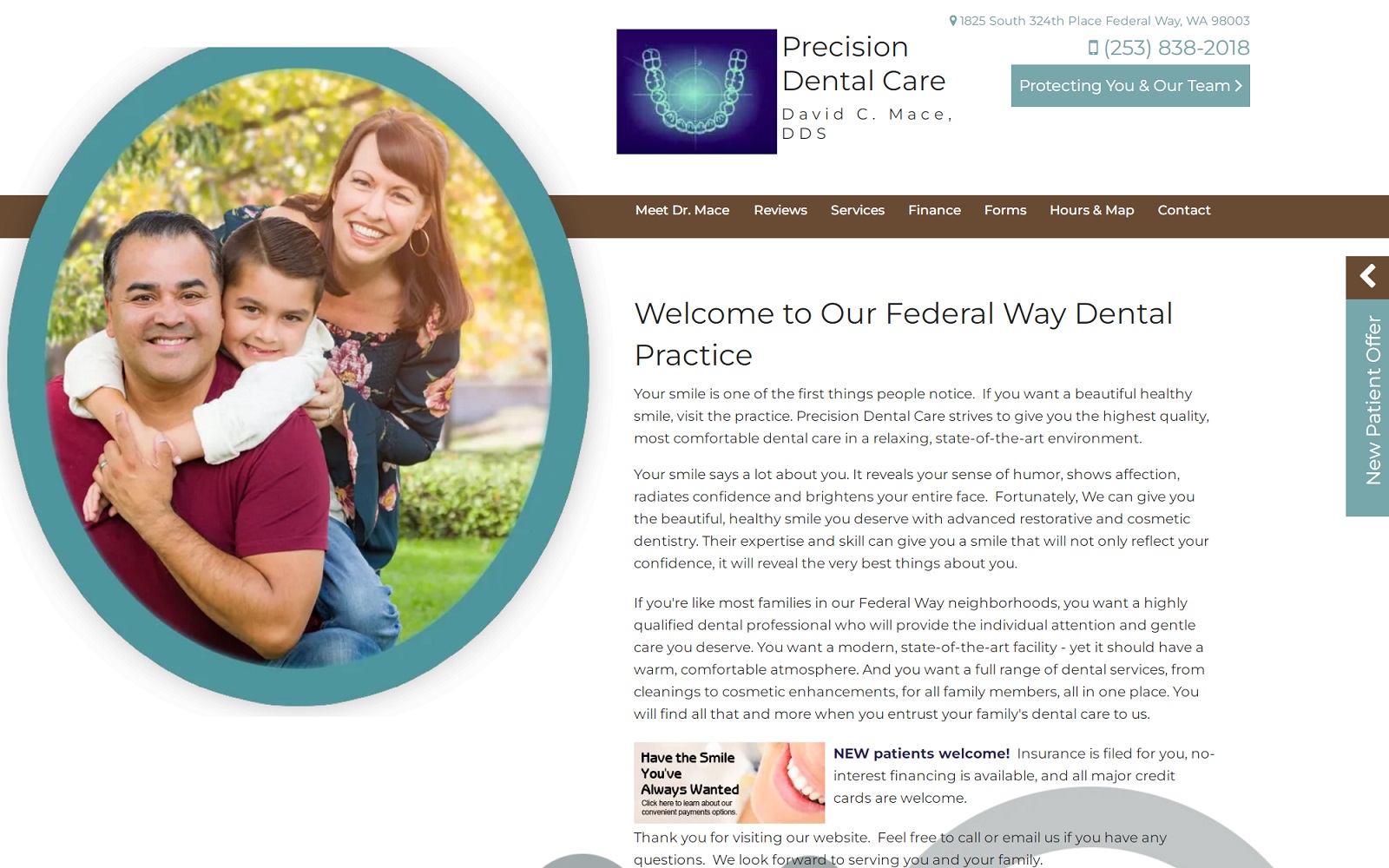 precisiondentalcare.com screenshot