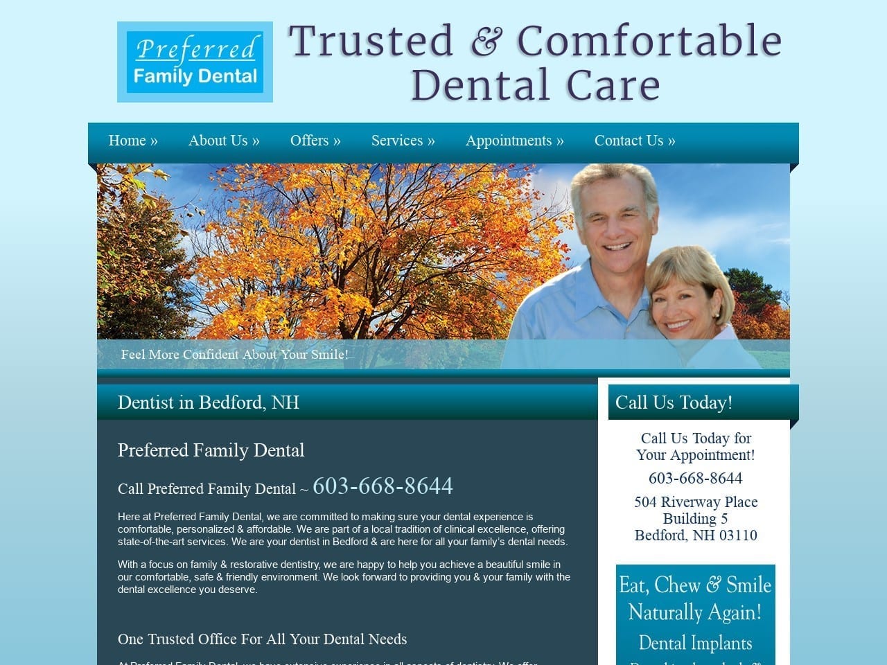 Preferred Family Dental Website Screenshot from preferredfamilydental.com