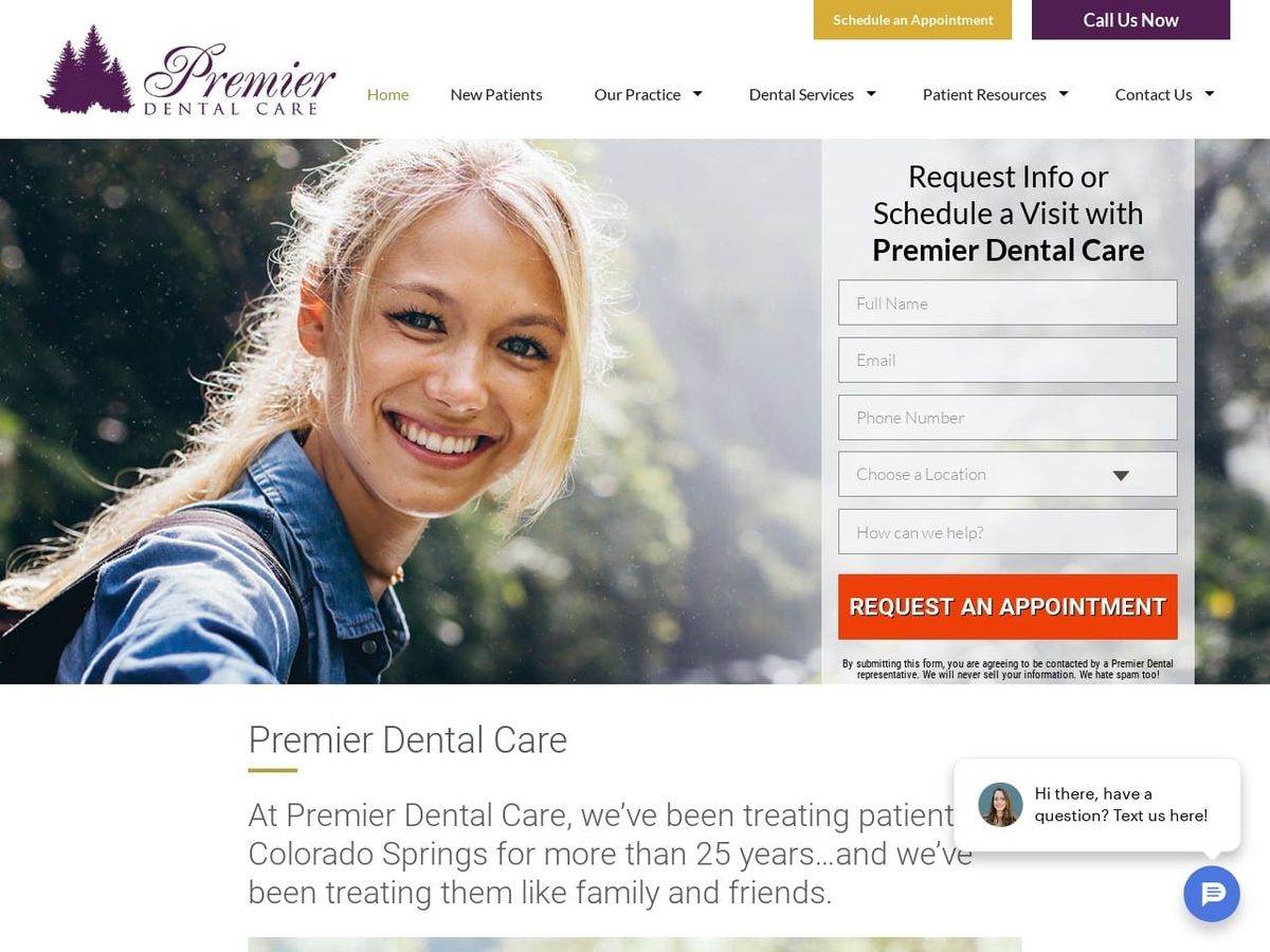 Premier Dental Care Website Screenshot from premierdentalcare.com