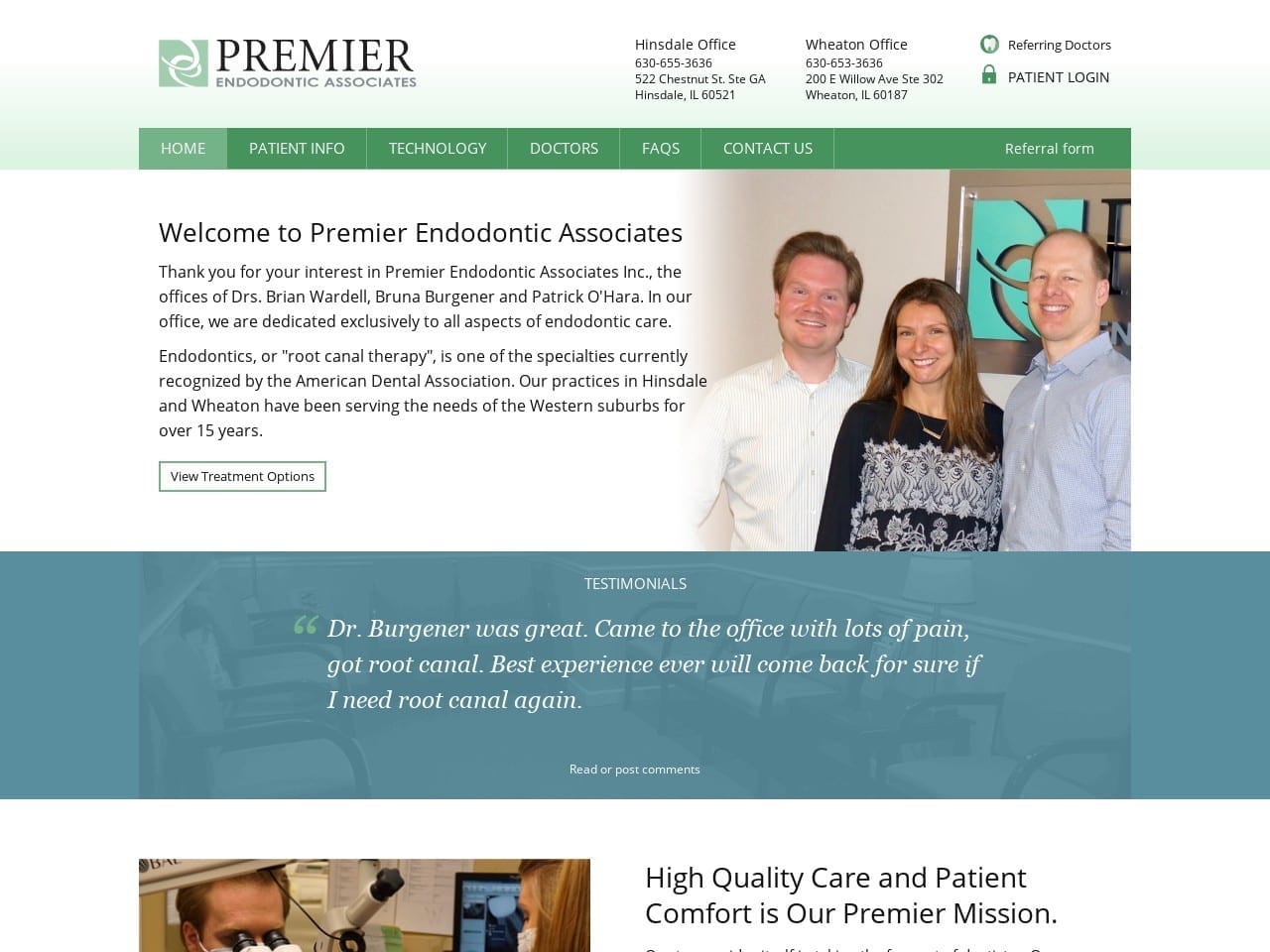 Premier Endodontics Website Screenshot from premierendoassociates.com