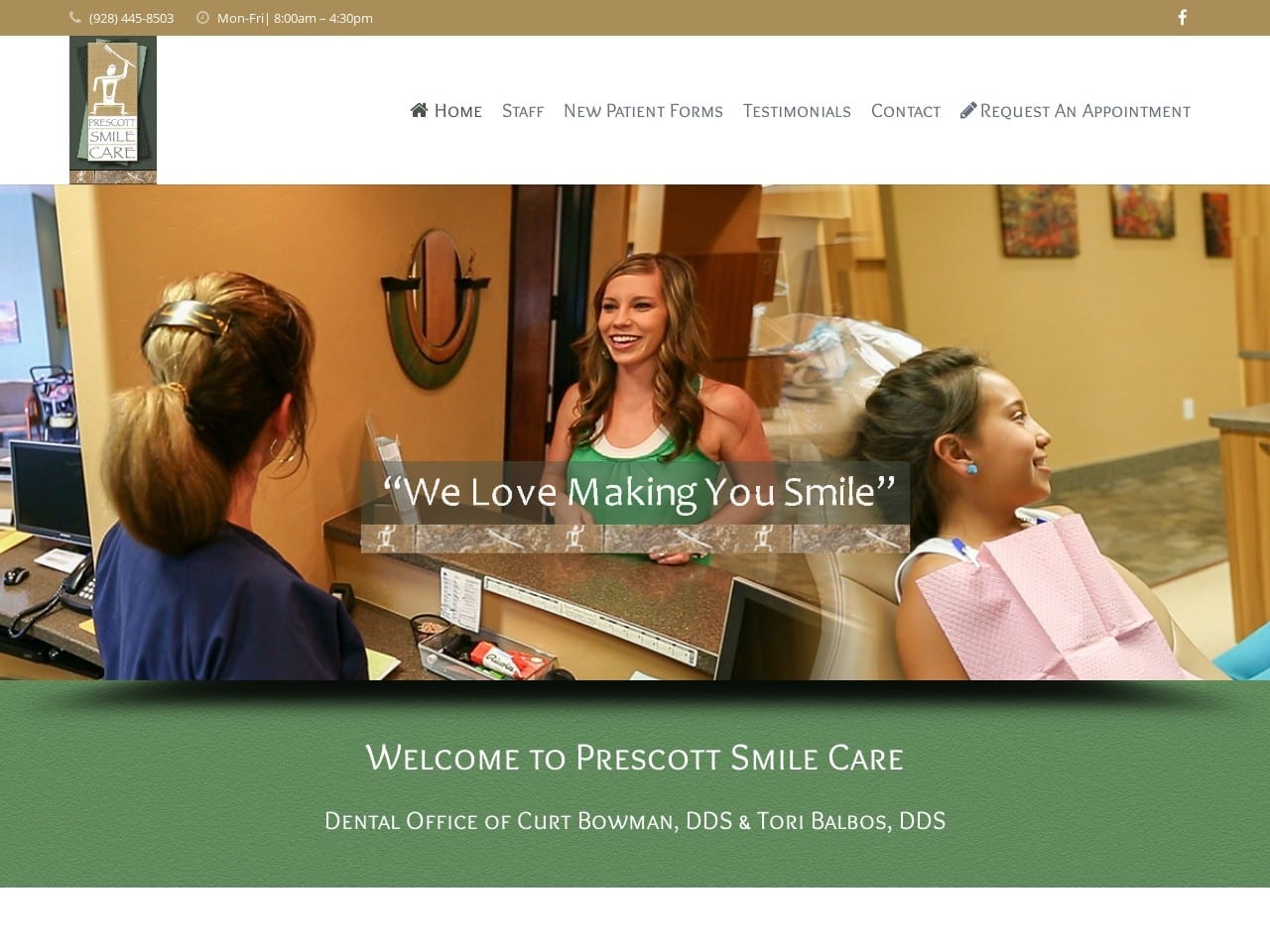 Prescott Smile Care Website Screenshot from prescottsmilecare.com