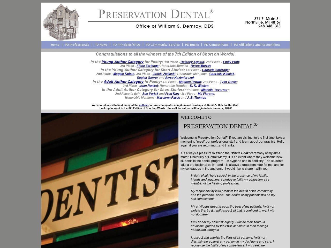 Preservation Dental Website Screenshot from preservationdental.com