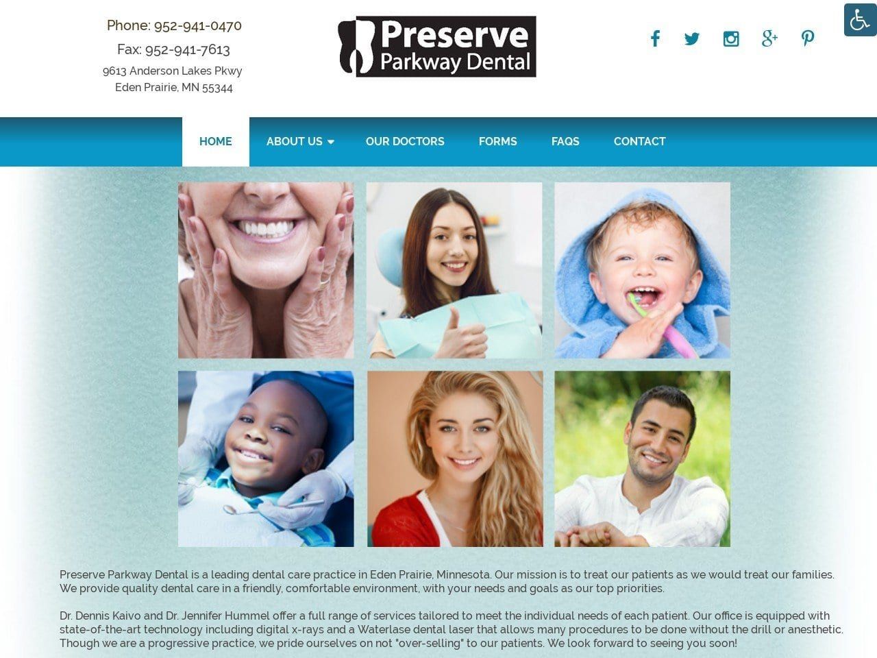 Parkway Dental Website Screenshot from preserveparkwaydental.com
