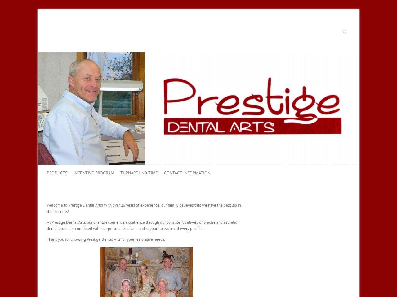Prestige Dental Arts Website Screenshot from prestigedentarts.com