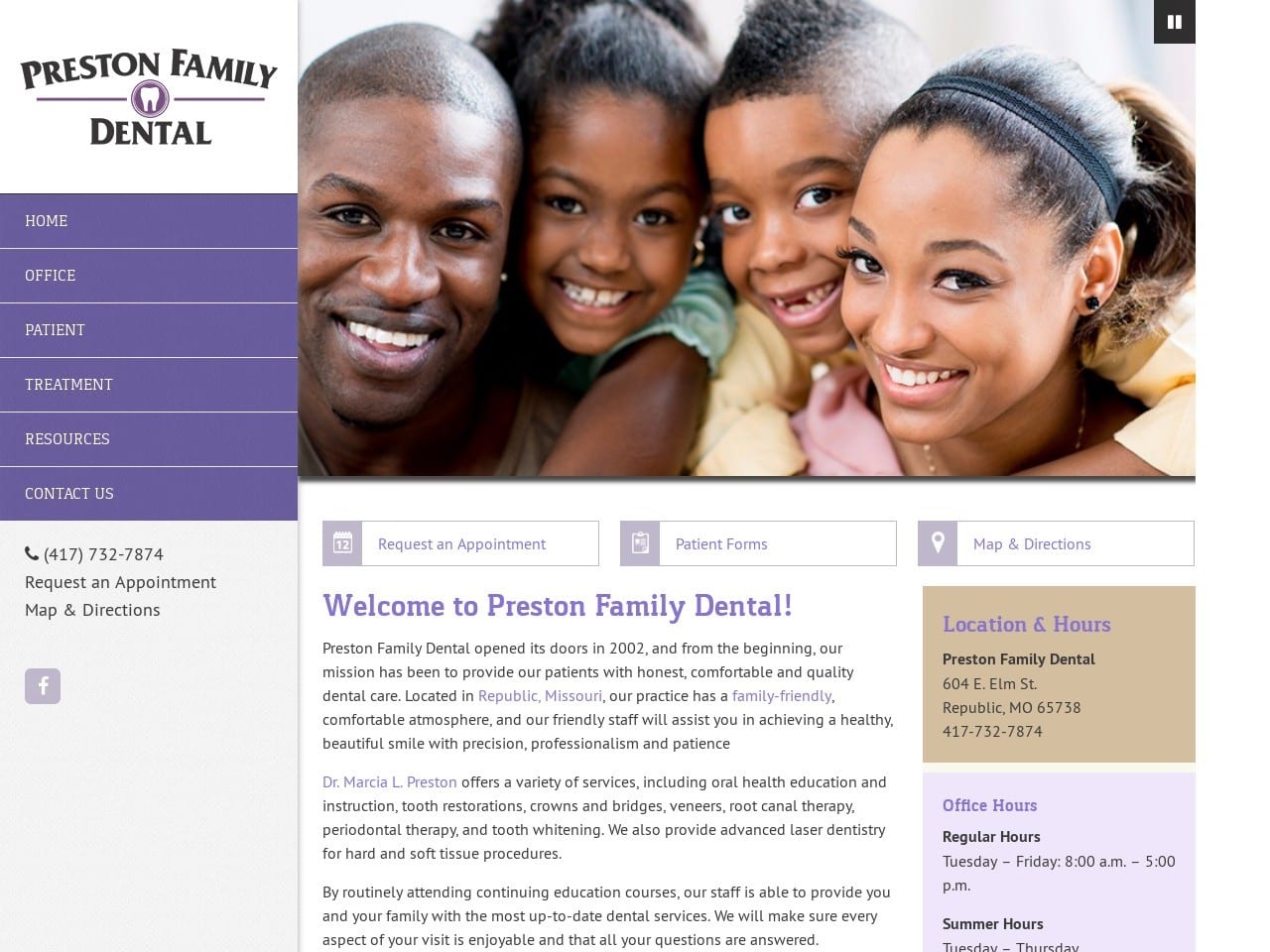 Preston Family Dental Website Screenshot from prestondentalteam.com