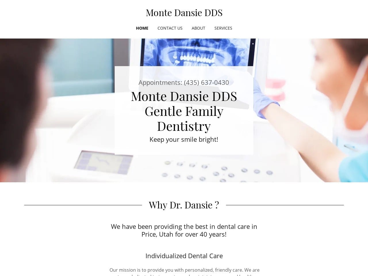 Dansie Monte E DDS Website Screenshot from priceutahdental.com