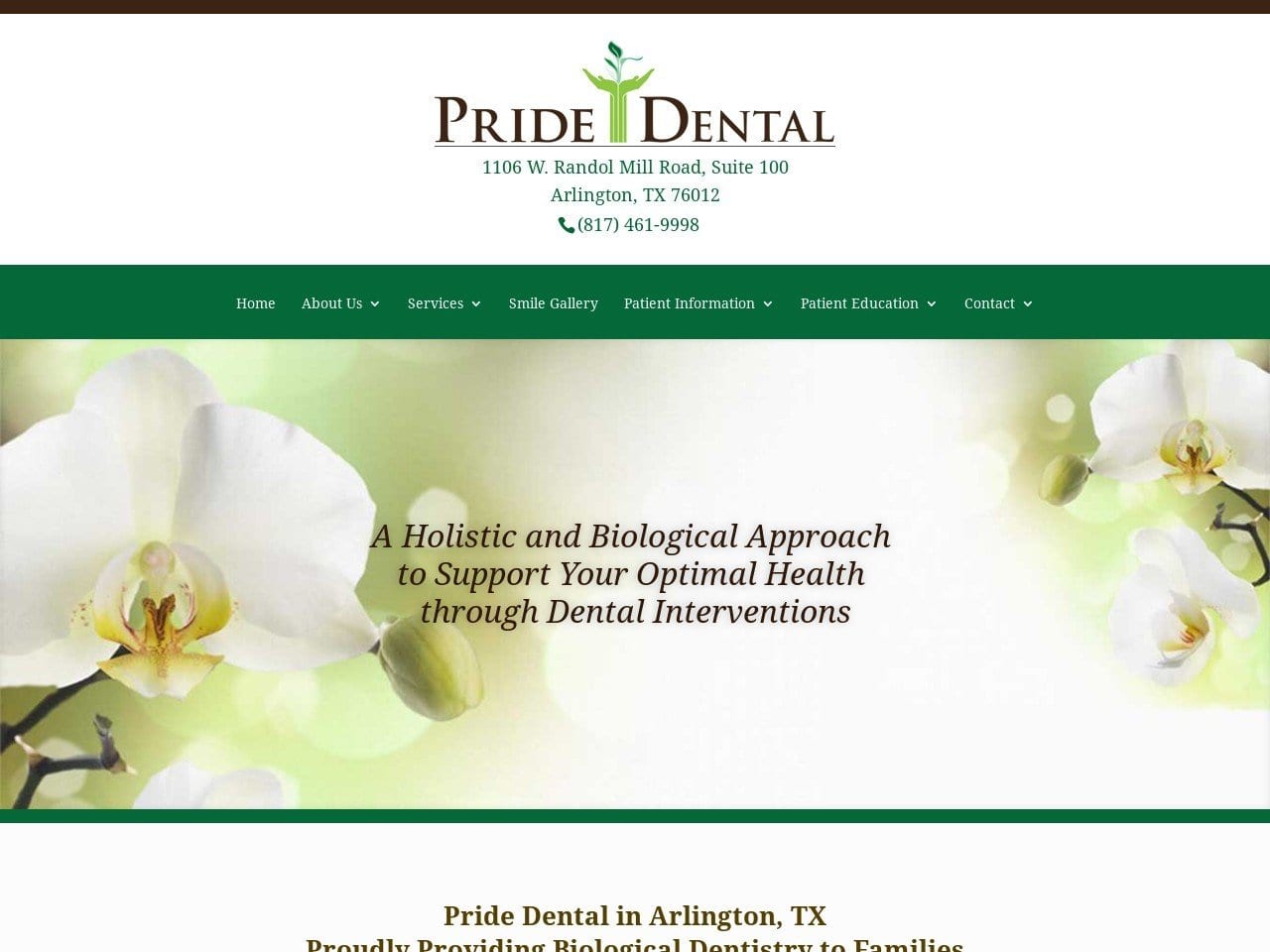 Pride Dental Website Screenshot from pridedentaloffice.com