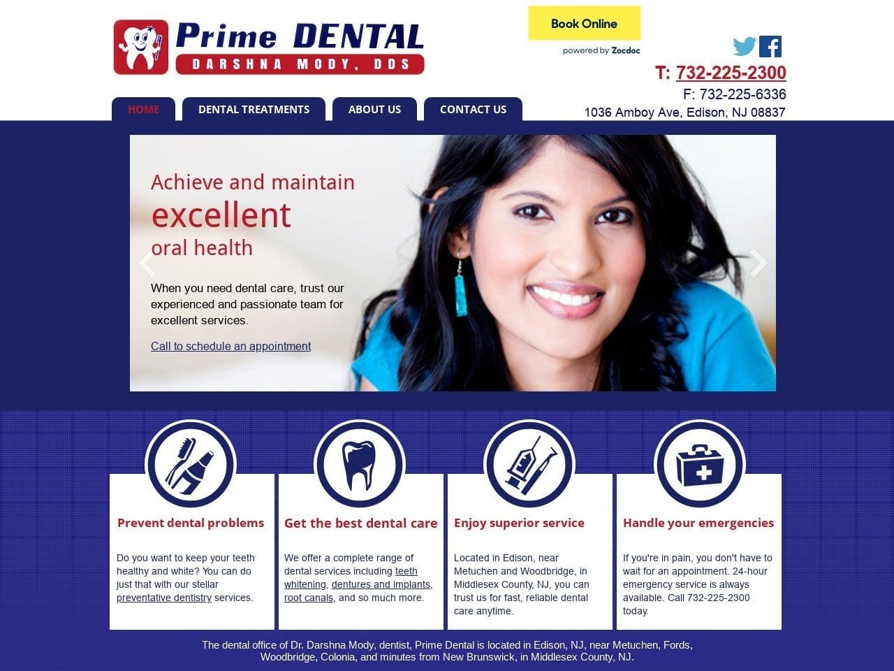 Prime Dental Inc Website Screenshot from primedentalnj.com