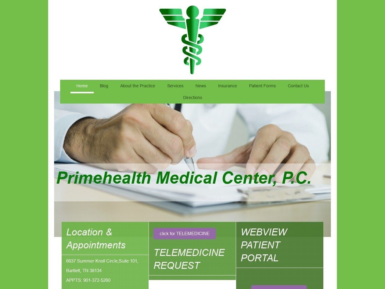 Primehealth Medical Center Website Screenshot from primehealthclinic.com