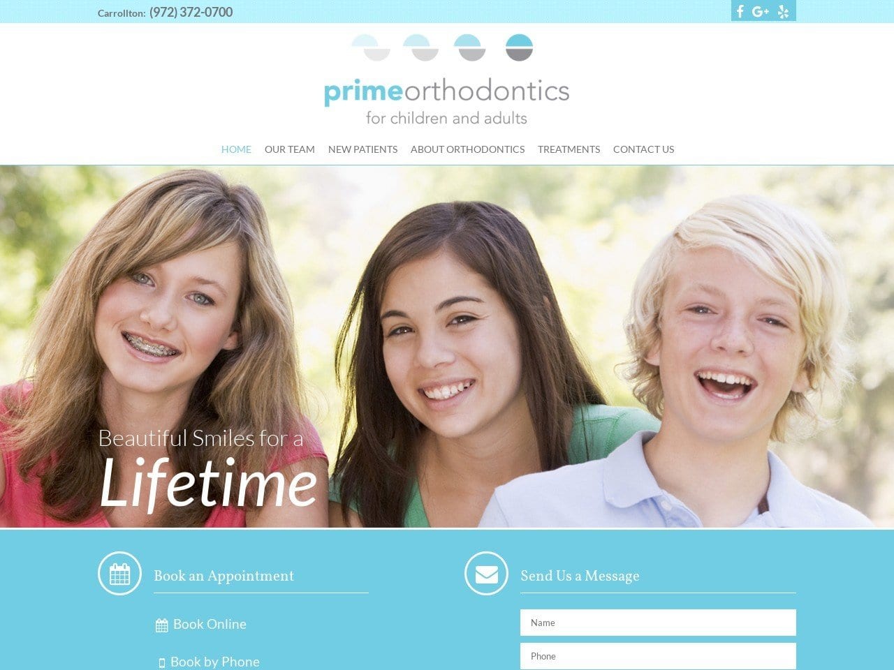 PRIME orthodontics Website Screenshot from primeorthodontics.com