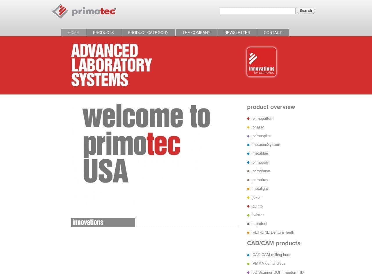 Primotec USA Website Screenshot from primotecusa.com