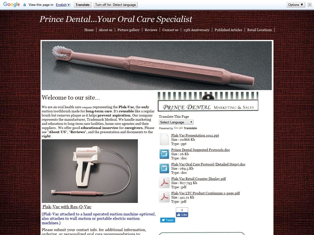 Prince Dental Website Screenshot from princedental.net