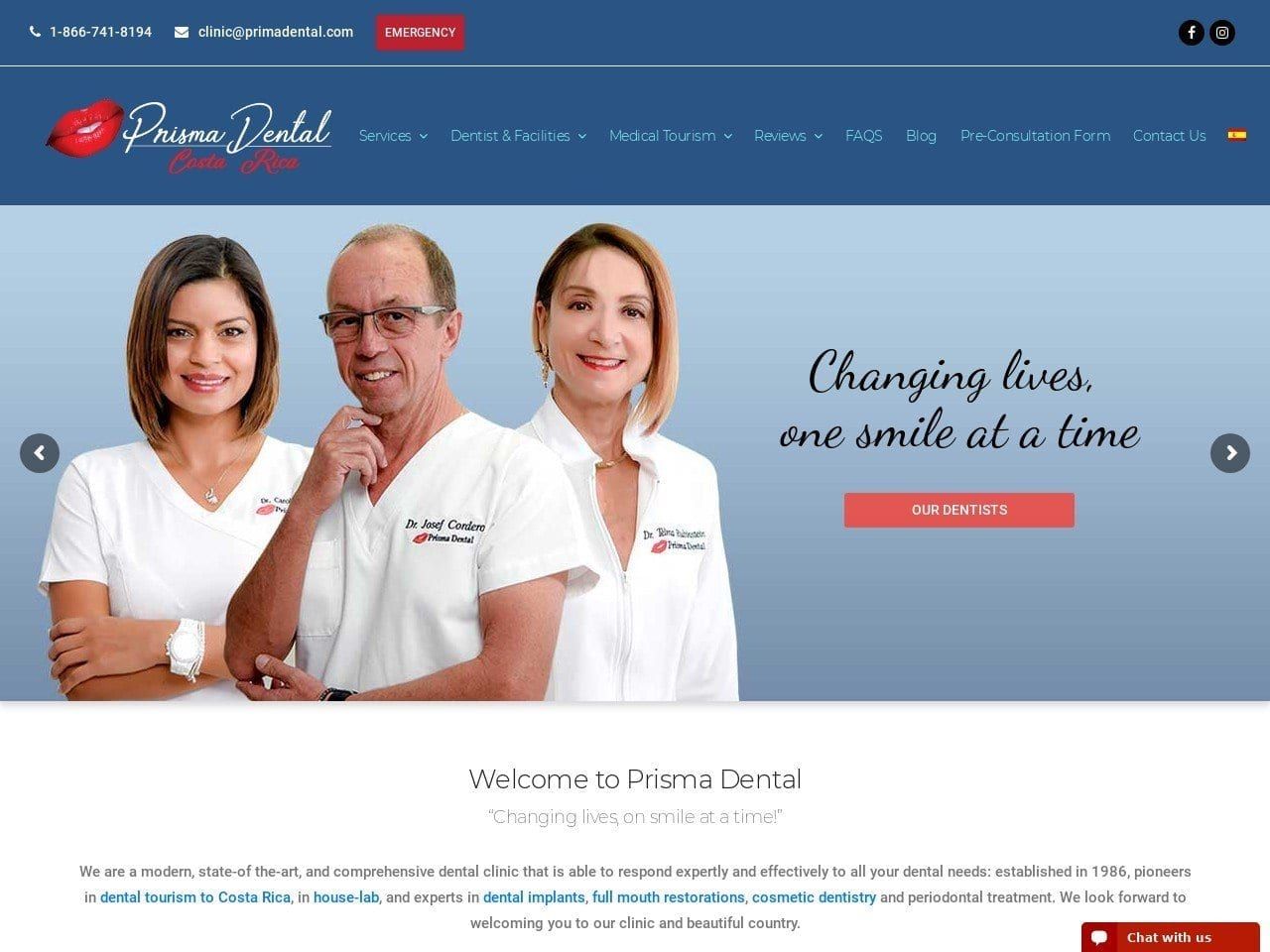 Prisma Dental Website Screenshot from prismadental.com