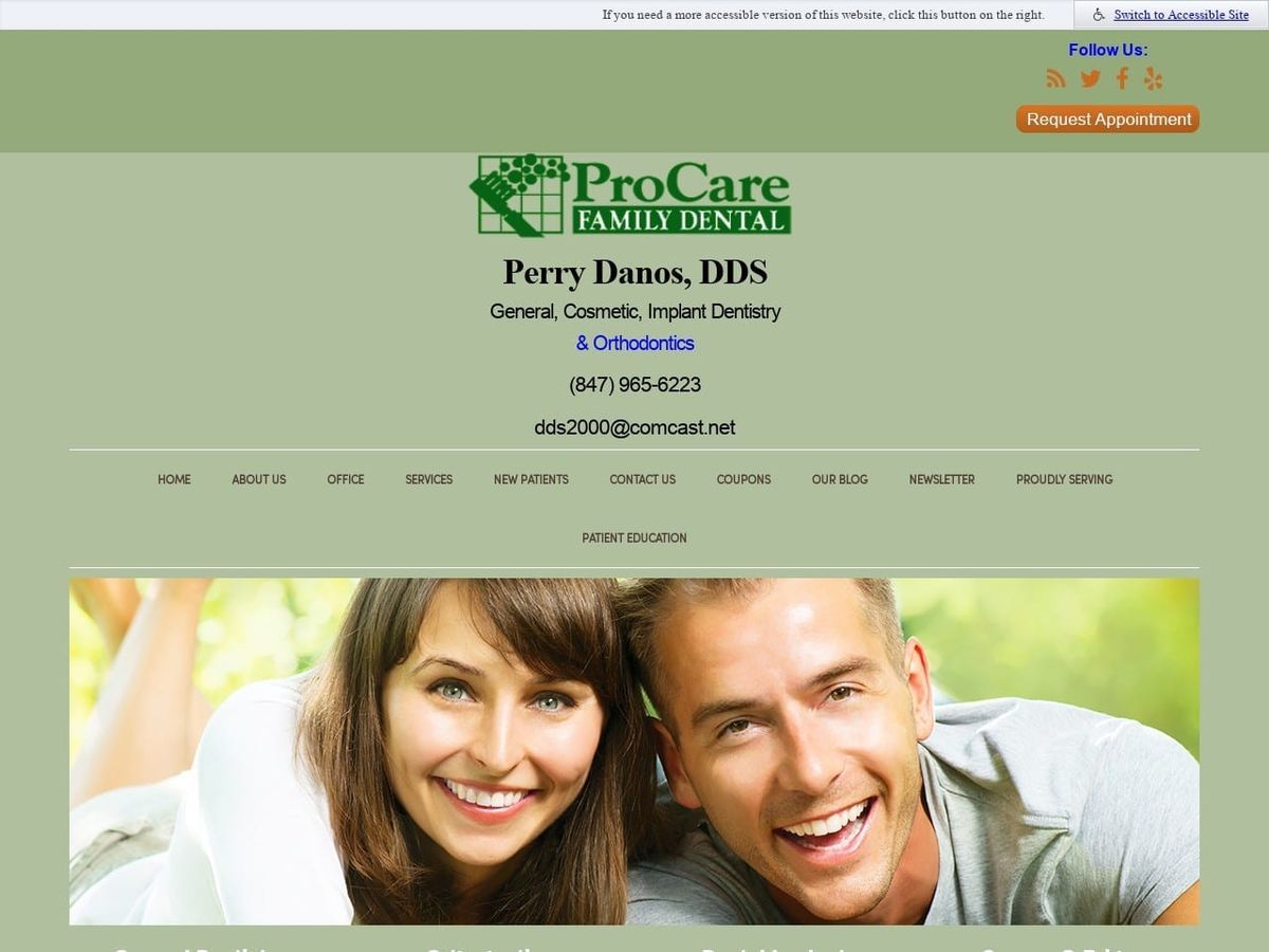 Perry Danos Dds @ Procare Family Dental Website Screenshot from procaredental.com