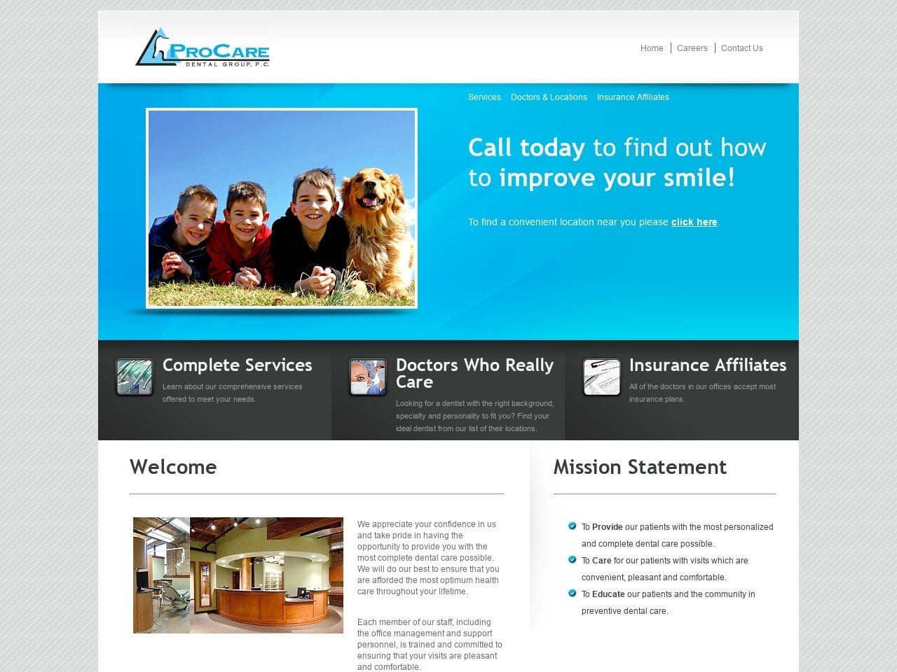 Premier Dental Associates of Arlington Heights Website Screenshot from procaredentalgroup.com