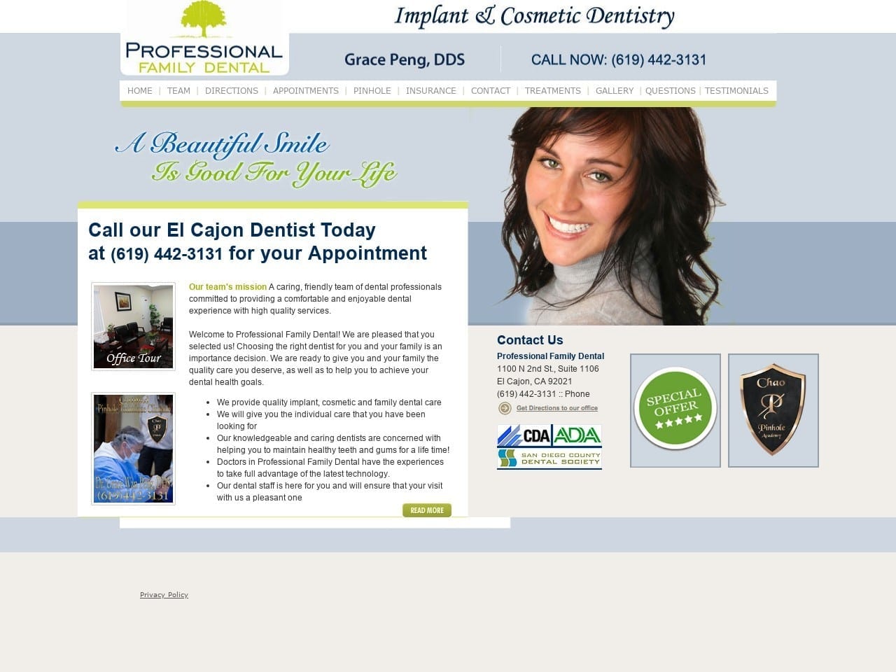 Professional Family Dental Website Screenshot from professionalfamilydental.com